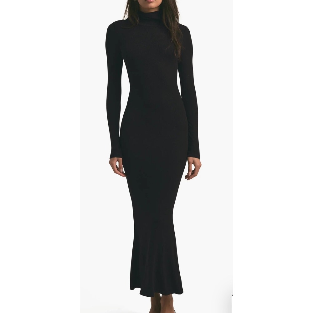 Favorite Daughter Black Long Sleeve Turtleneck Maxi Dress